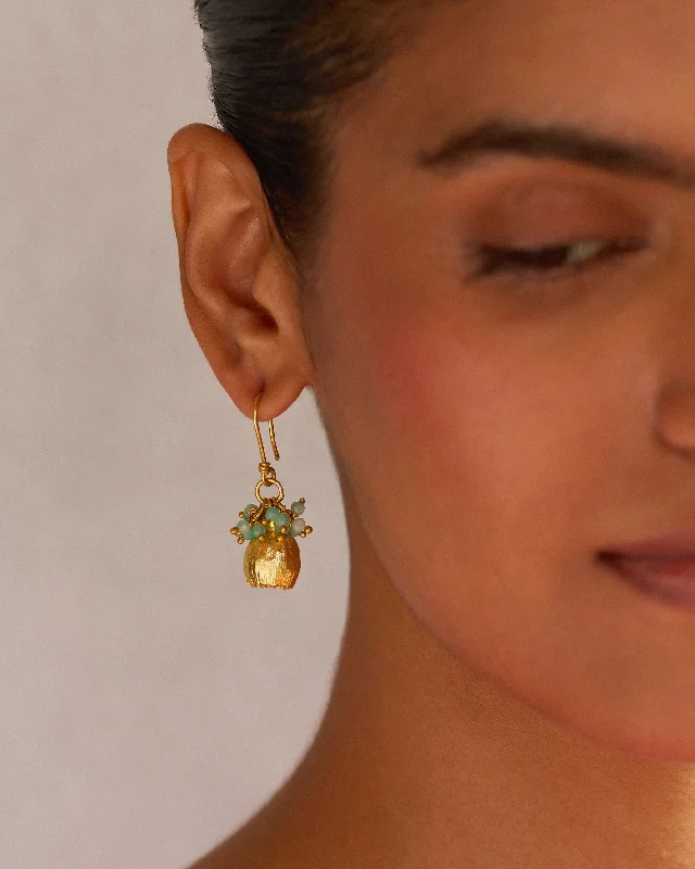 gold drop earrings for women -Himalayan Poppy Drops Earrings - Gold