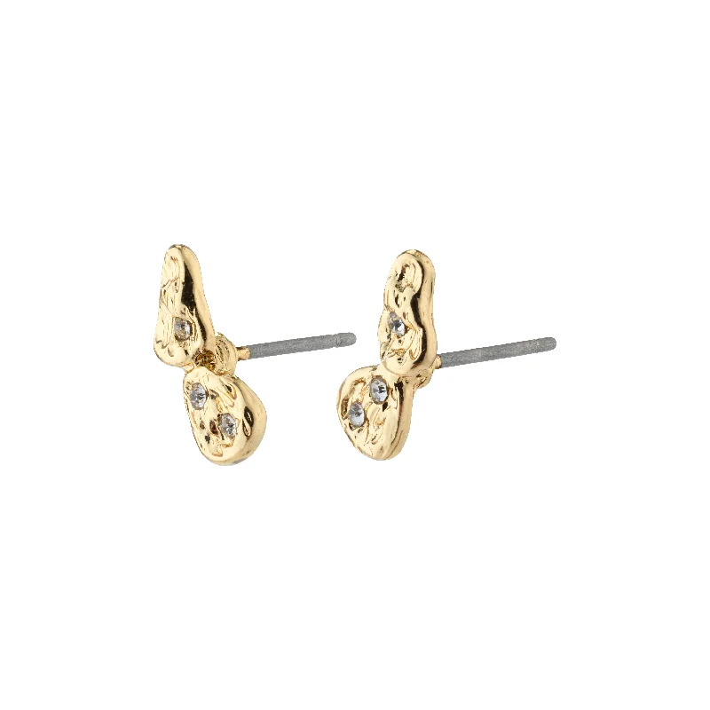 statement stud earrings -QUINN organic shaped crystal earrings gold-plated