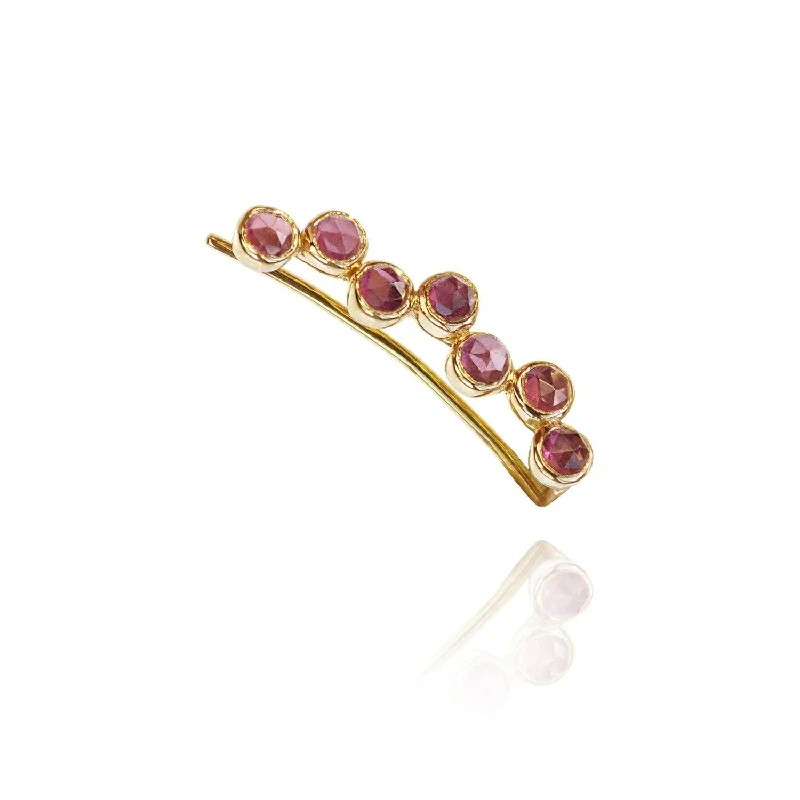 gold hoop earrings for women -Ear Cuff Constellation Left- Pink Garnet 18k Gold