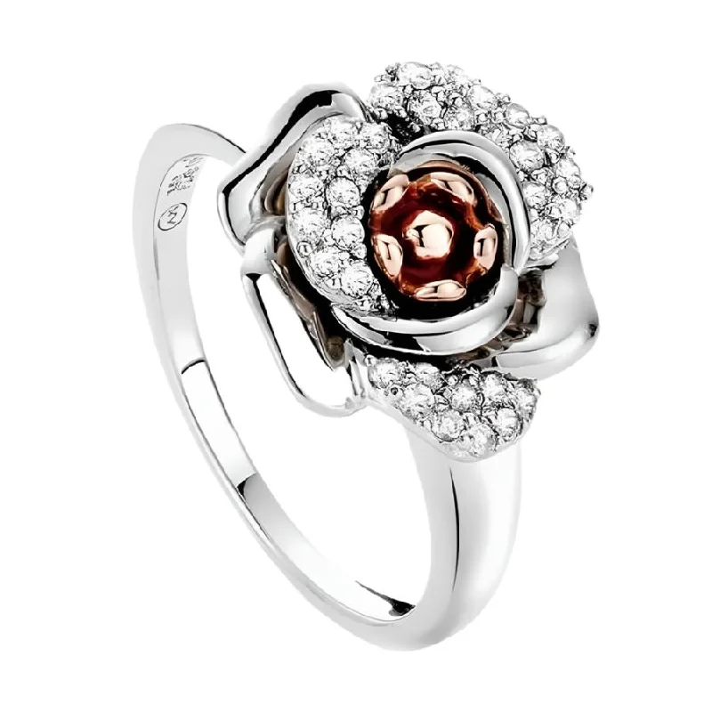 gemstone wedding rings -Silver and 9ct Rose Gold Moonlight Rose Ring