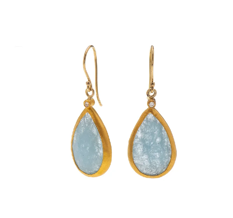 wedding earrings for women -Nava Zahavi Yellow Gold Aqua Drop Earrings