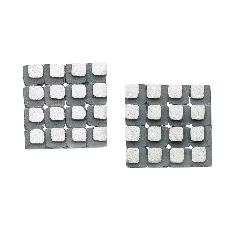 stackable earrings for women -Eclipse 4x4 Square Grid Earrings