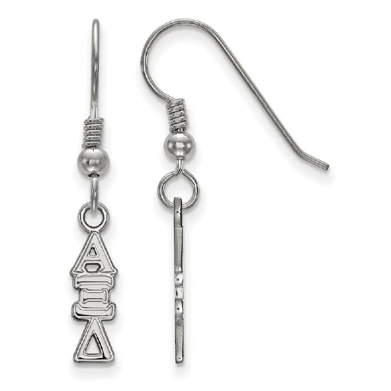 casual earrings for women -Sterling Silver Small Alpha Xi Delta Dangle Earrings