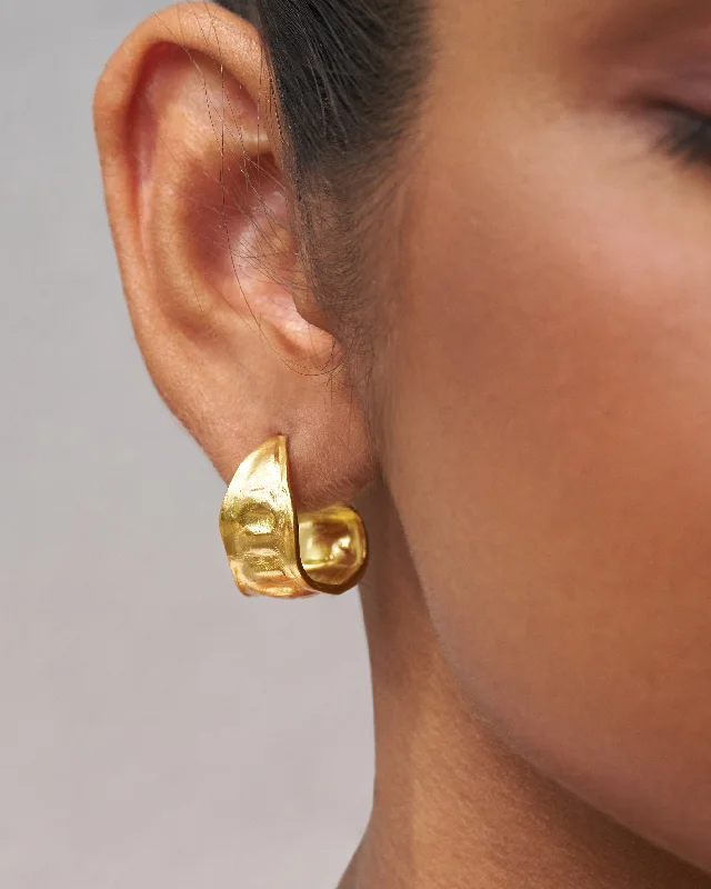 simple silver earrings for women -Seed Pod Small Hoops - Gold