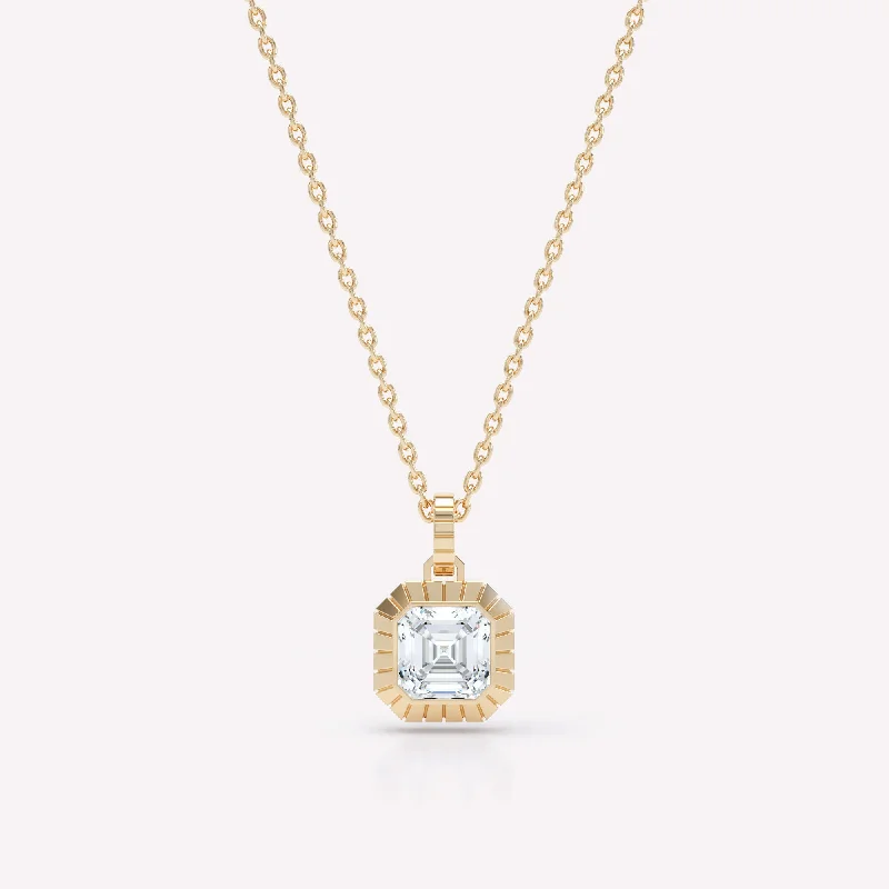 infinity pendant necklaces -Eternity Engraved Asscher 18K Gold Necklace w. Lab-Grown Diamond