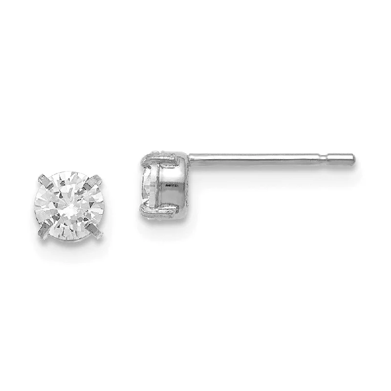 unique stud earrings for women -4mm Cubic Zirconia Stud Earrings in 14k White Gold