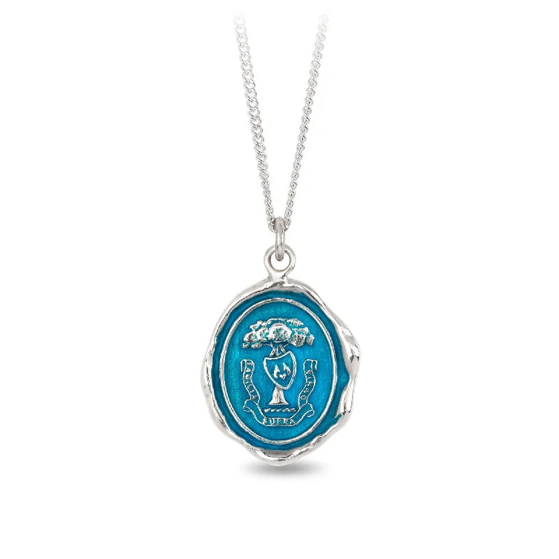 gold diamond necklaces for women -Family Above All Talisman - Capri Blue