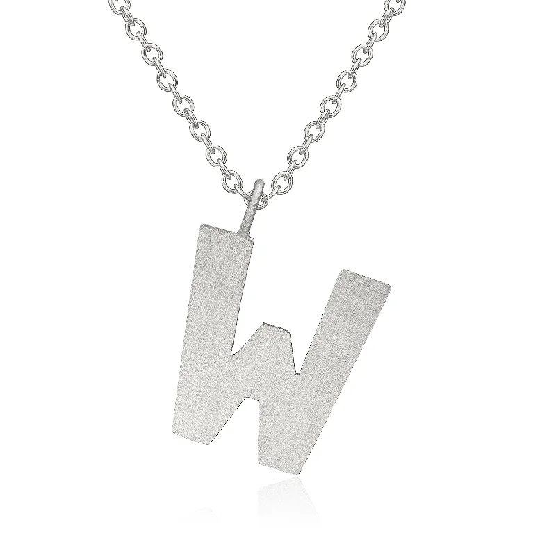 diamond pendant necklaces for women -Letter W Silver Necklace