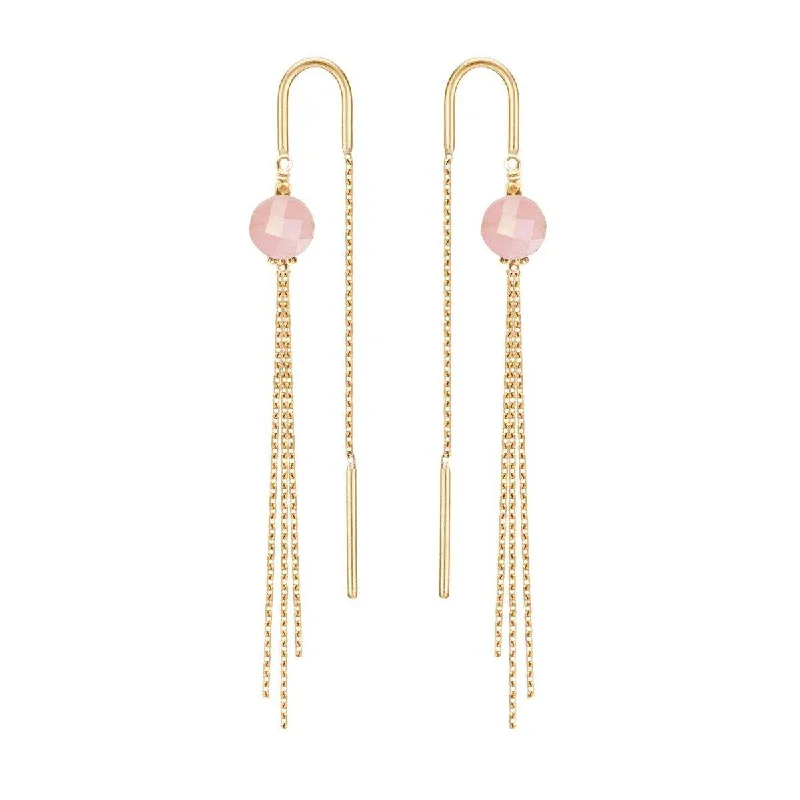 gemstone chandelier earrings -Medusa Earrings Guava Quartz - 18k Gold