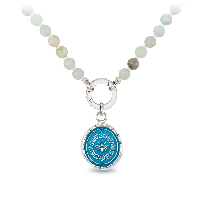 gemstone necklaces for women -Honeybee Sautoir Necklace - Capri Blue