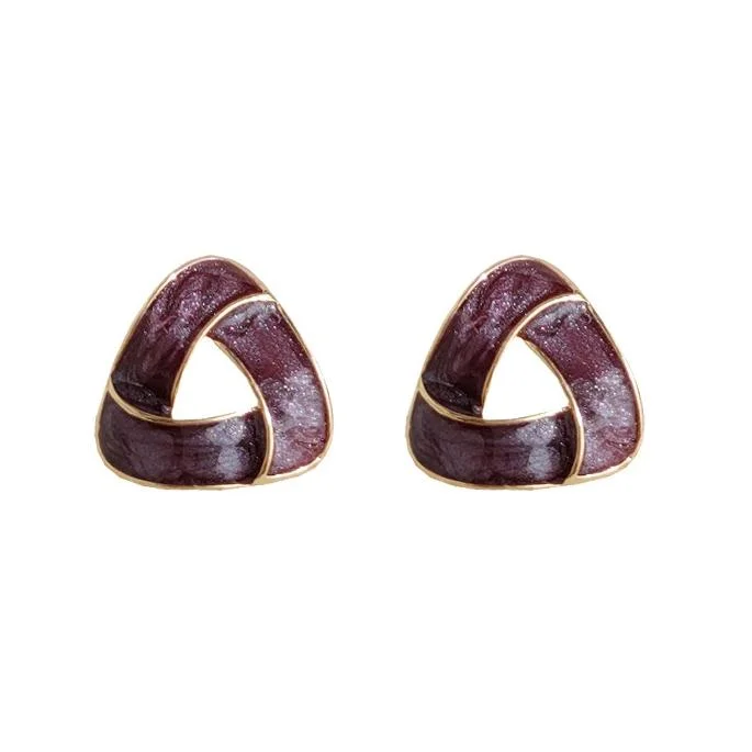 flower-shaped earrings for women -Dark Purple Crystal Mosaic Invisible Clip On Earrings