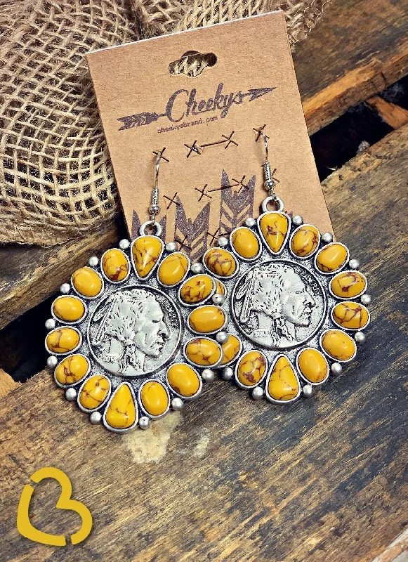 statement earrings for weddings -The Shyann Warrior Earrings in Mustard