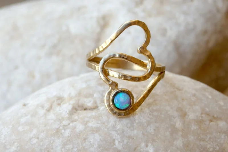 contemporary rings for women -Heart Opal Ring