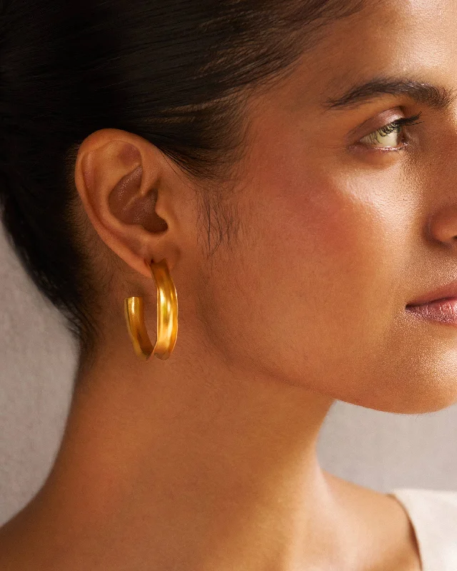 boho earrings for women -Batur Hoops Thin - Gold