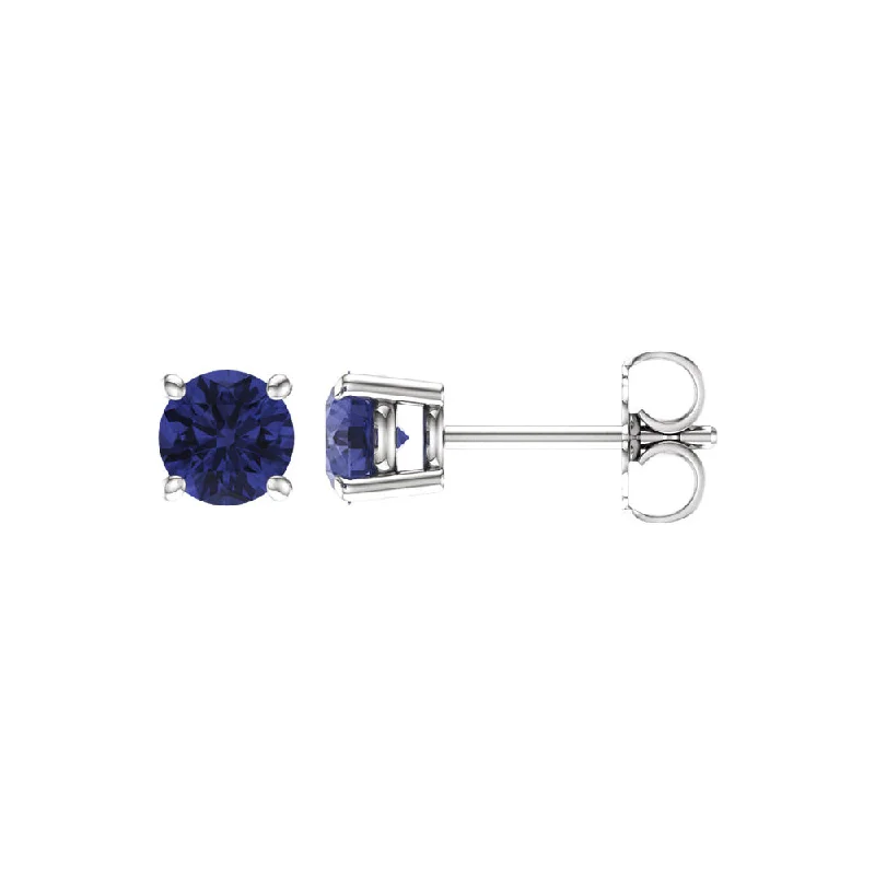 gold drop earrings for women -5mm Round Tanzanite Stud Earrings in 14k White Gold