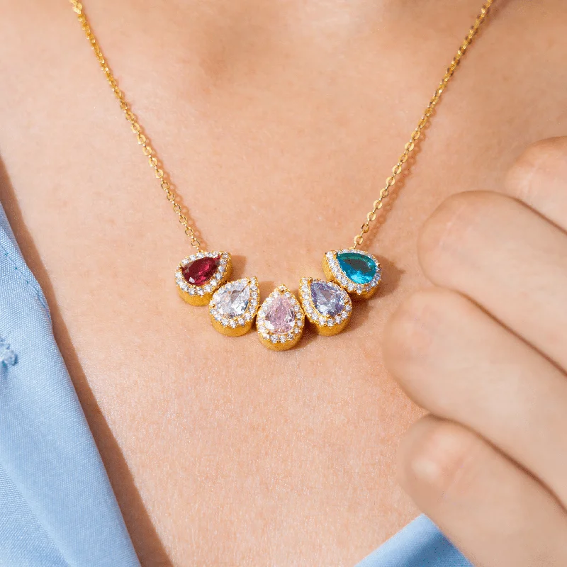 bold necklaces for women -Tears Of Joy Birthstone Necklace