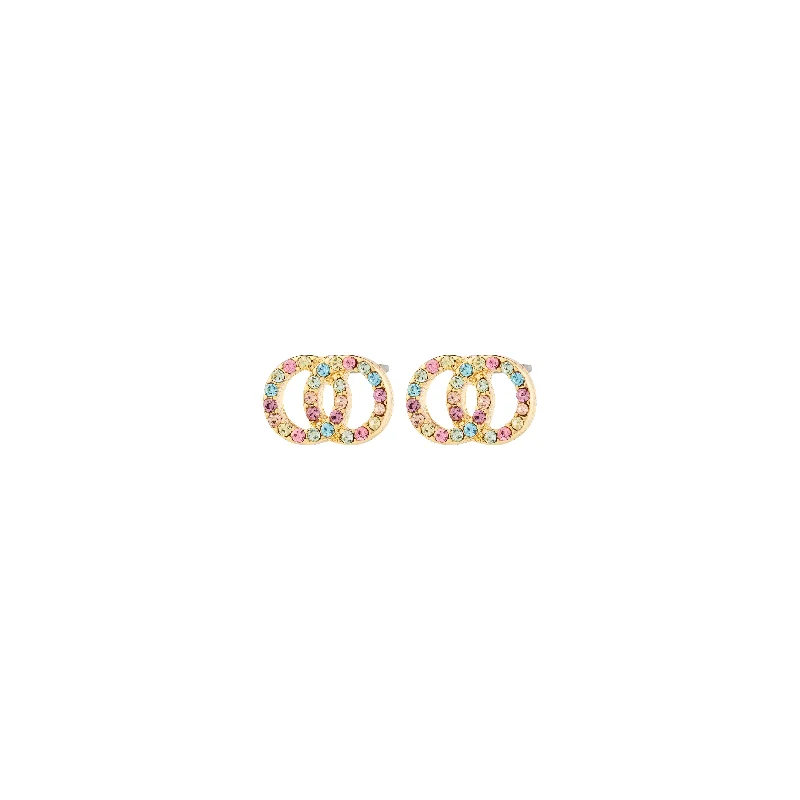 elegant gold earrings for women -JOLINA recycled earrings gold-plated/multi-colour