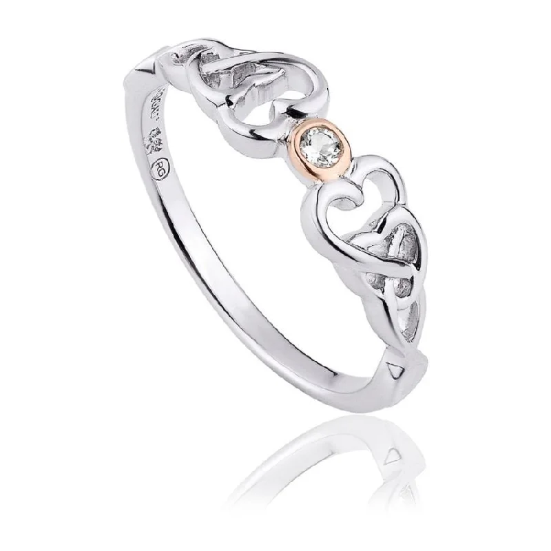 fashion rings for women -Silver & 9ct Rose Gold Lovespoons Ring