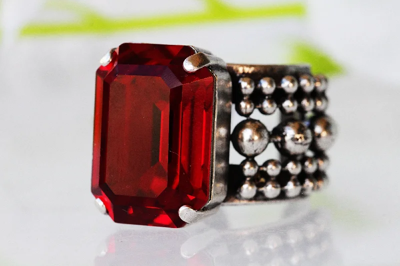 vintage engagement rings for women -GARNET RING