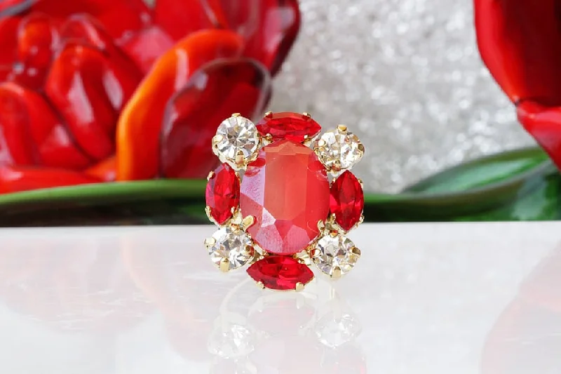 wedding sets for brides -RUBY RED RING