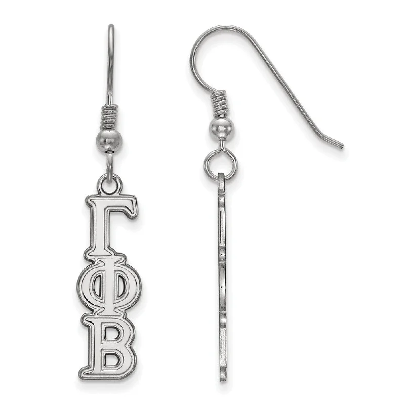 fashion jewelry earrings for women -Sterling Silver Gamma Phi Beta Dangle Small Earrings