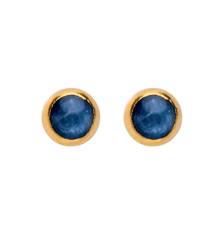 statement stud earrings -Nava Zahavi Yellow Gold Round Kyanite Stud Earrings