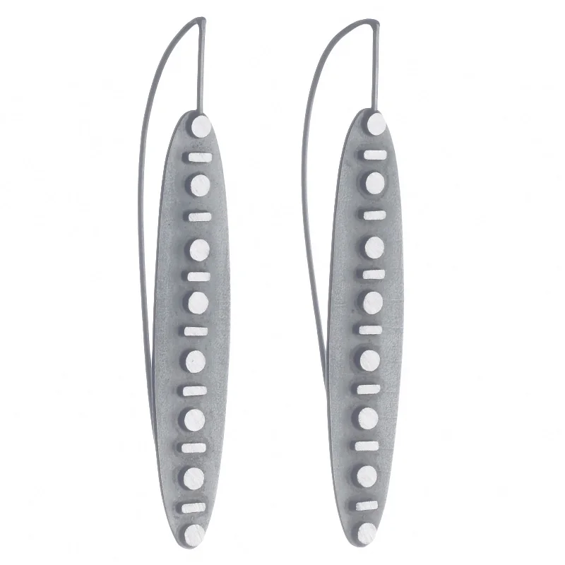 silver earrings for women -Eclipse Line/Dot Ellipse Earrings