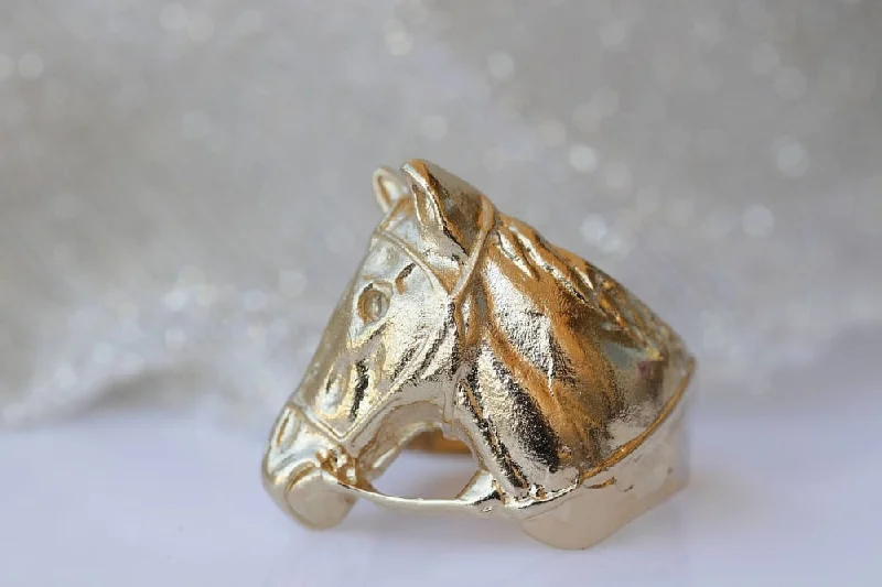 elegant engagement rings -GOLD HORSE RING