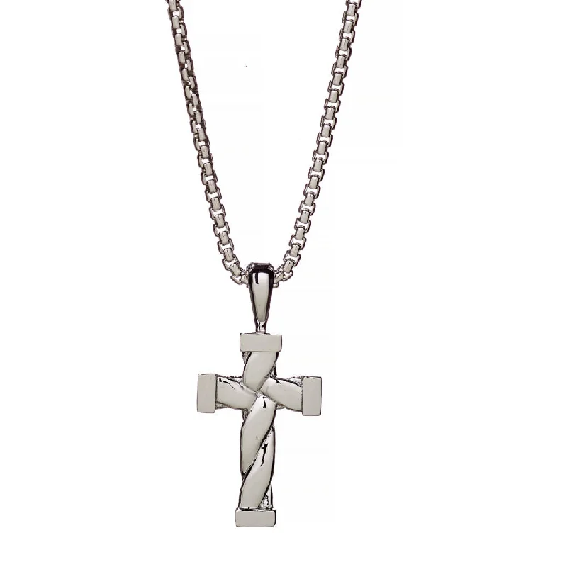 personalized necklaces for women -Twisted Cross Silver Necklace