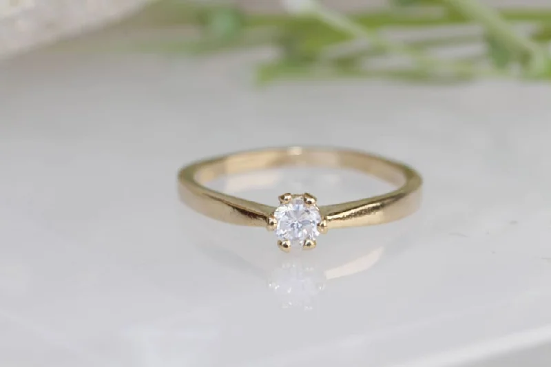 solitaire rings for women -GOLD SOLITAIRE RING