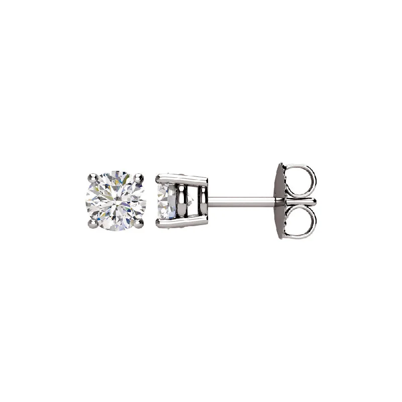 colorful earrings for women -Round 1.0 Cttw Basket Style Diamond Stud Earrings in 14k White Gold