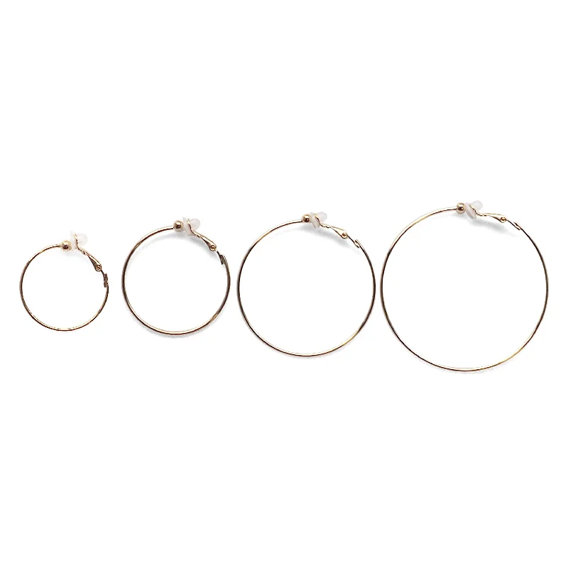 silver drop earrings for women -Gold Clip On Hoop Earrings