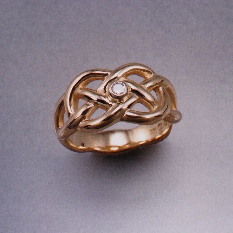 opal rings for women -Celtic Lover's Knot Ring with Diamond