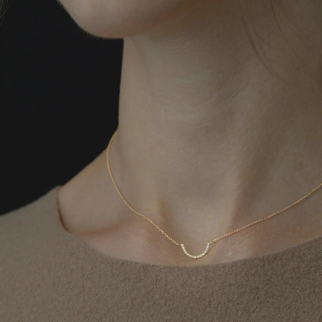 nature-inspired necklaces for women -Diamond U-shape Necklace