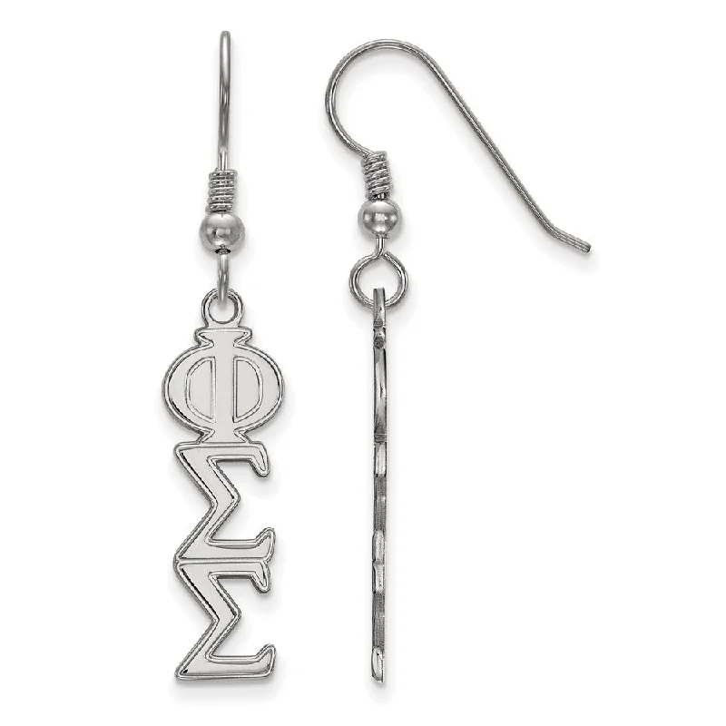 silver drop earrings for women -Sterling Silver Phi Sigma Sigma Dangle Medium Earrings