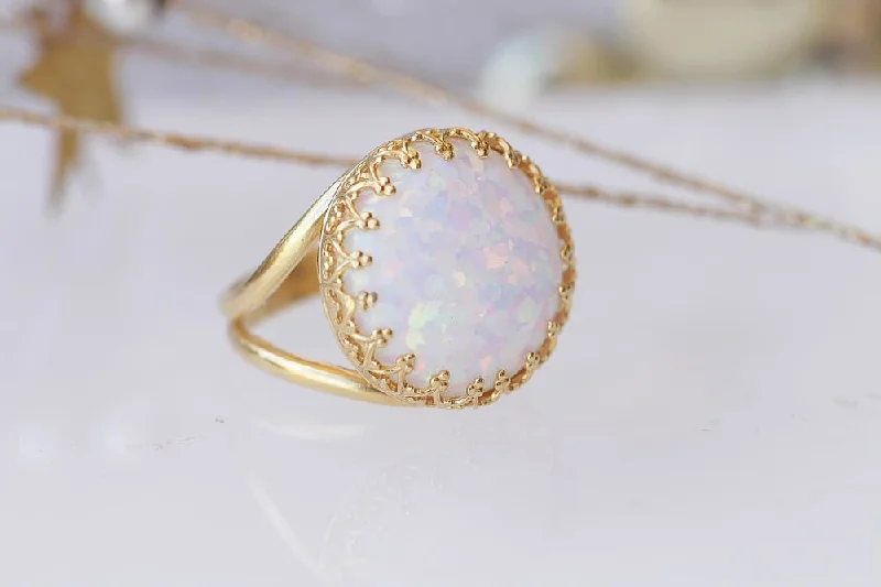 timeless engagement rings -WHITE OPAL RING