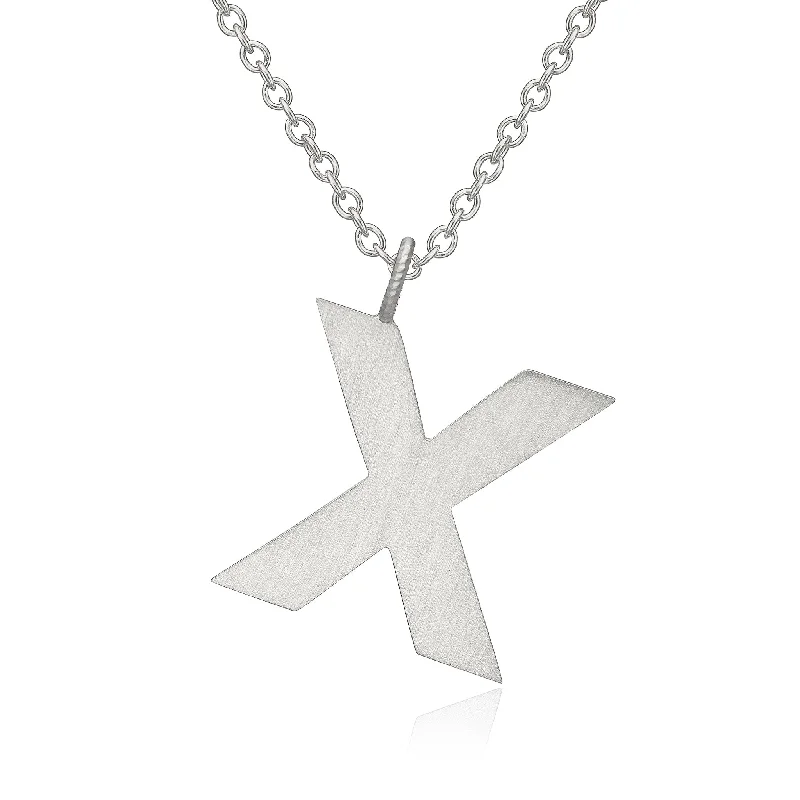 gold-plated necklaces for women -Letter X Silver Necklace