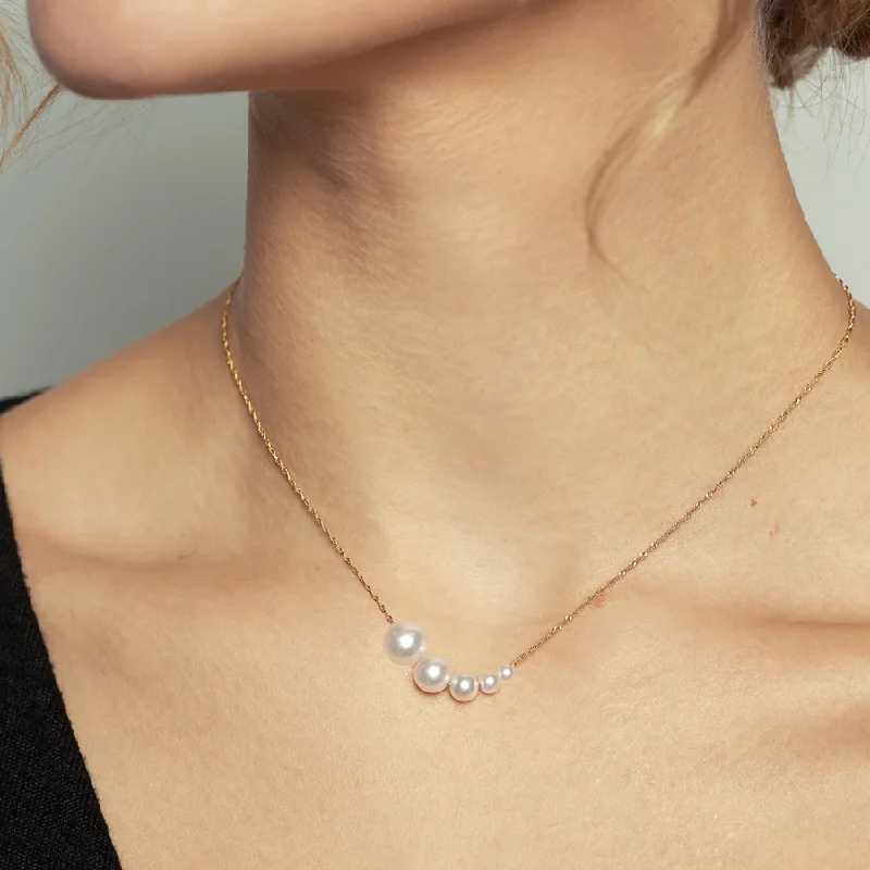 delicate necklaces for women -Five Gradual Pearl Necklace