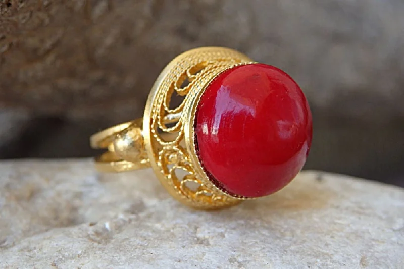 infinity rings for women -Red Stone Ring