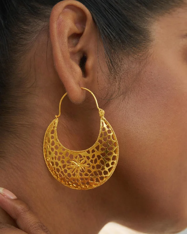 sterling silver earrings for women -Dokai Bali - Gold