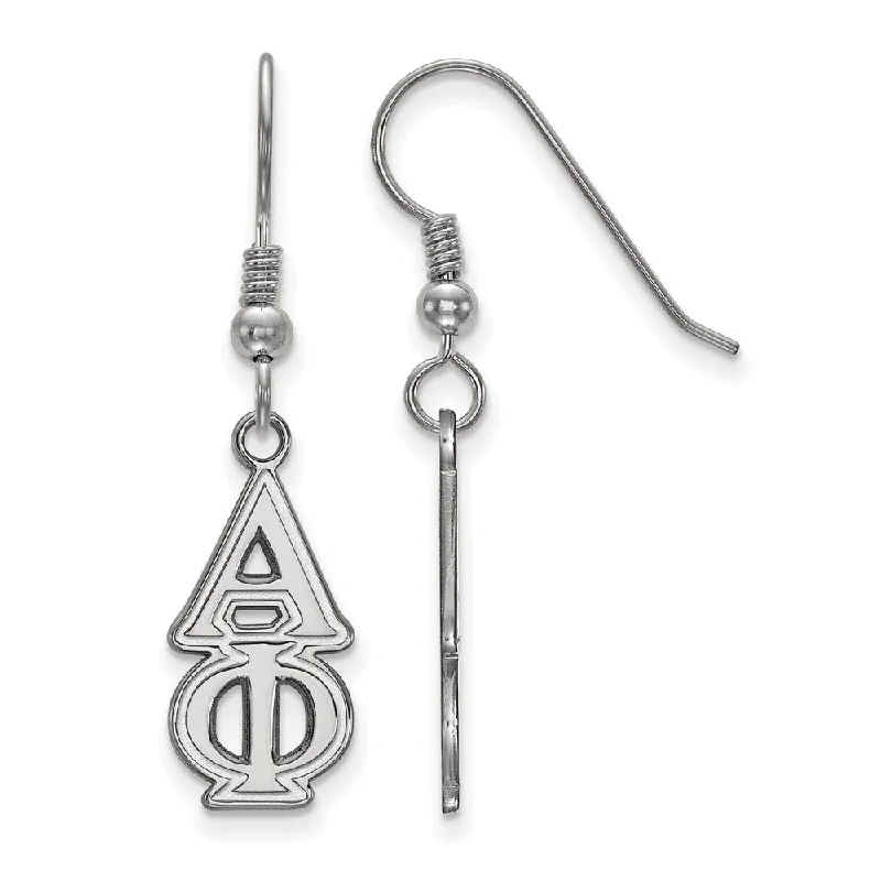 vintage-style earrings for women -Sterling Silver Alpha Phi Dangle Medium Earrings