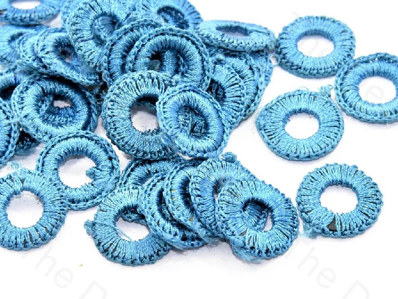 statement gemstone rings for women -Turquoise Small Round Crochet Thread Rings