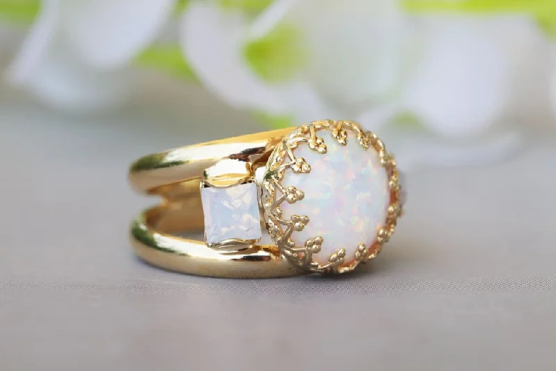 timeless engagement rings -Opal Gold filled Ring