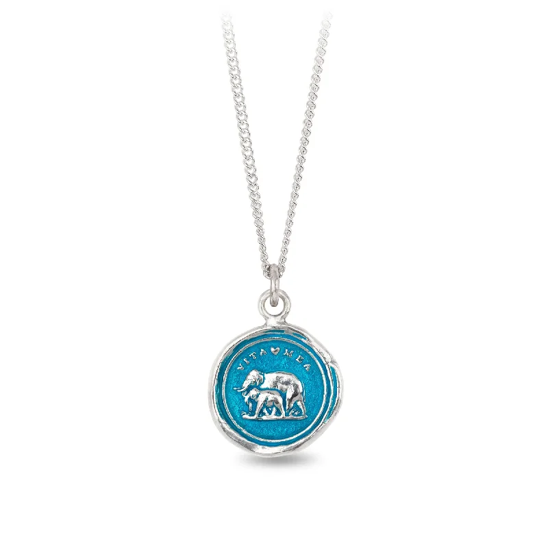 silver pendant necklaces for women -My Life Talisman - Capri Blue