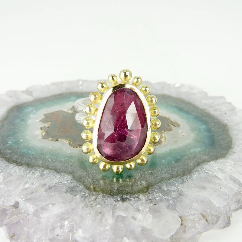 gemstone cocktail rings -Pink Tourmaline Courtesan Ring