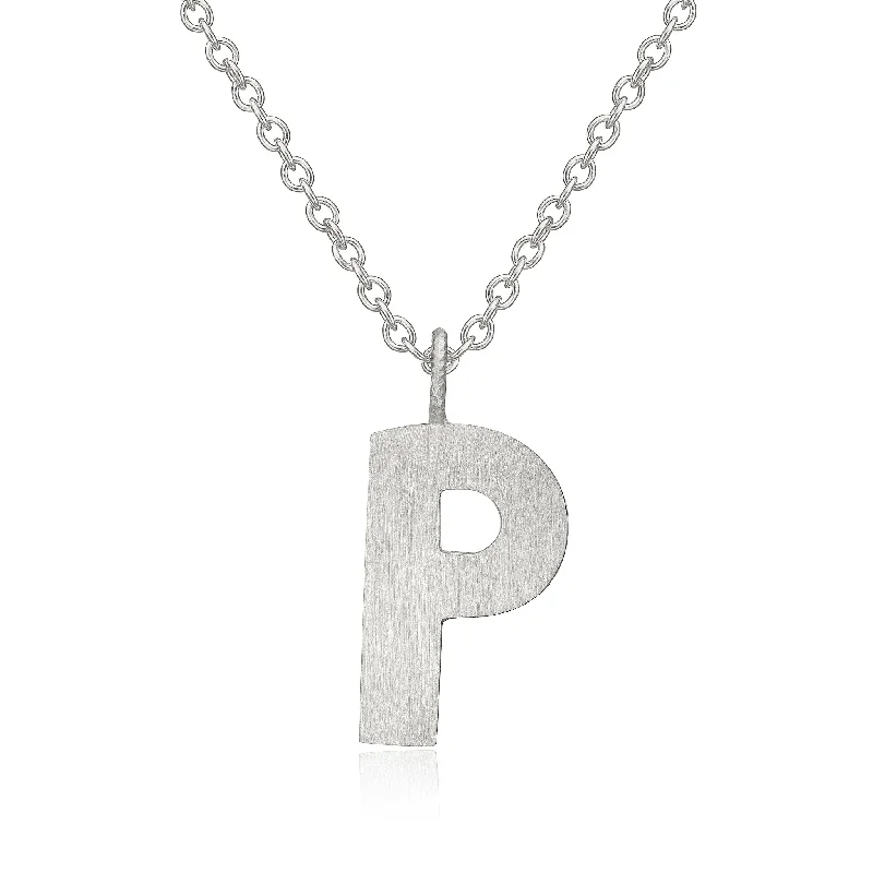 nature-inspired necklaces for women -Letter P Silver Necklace