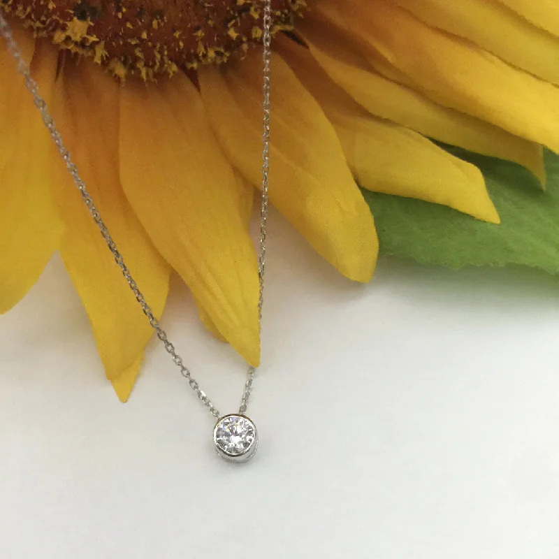 adjustable necklaces for women -1/2 ct Dainty Bezel Necklace