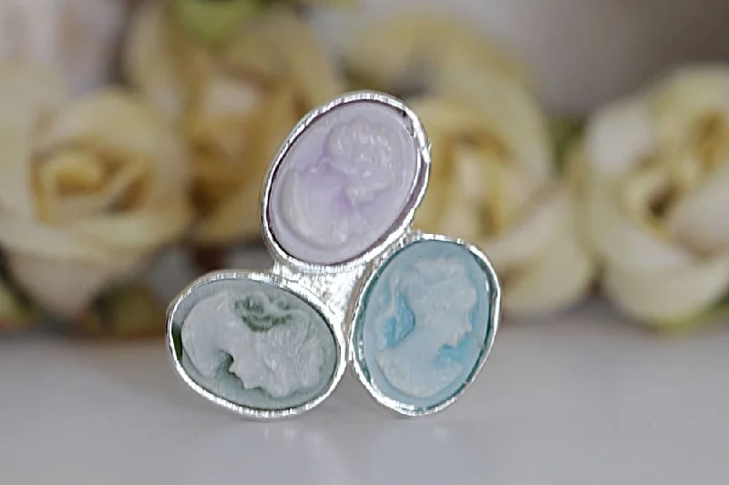 designer rings for women -Vintage Cameo Ring