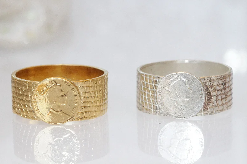 vintage diamond rings -COIN RING