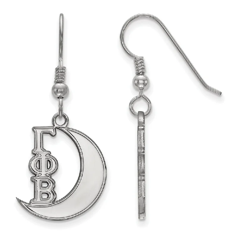 custom hoop earrings for women -Sterling Silver Gamma Phi Beta Small Dangle Earrings